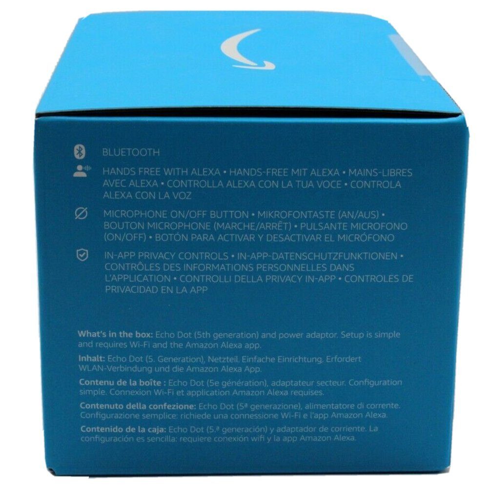 Amazon Echo Dot 5. Generation Alexa Smart Lautsprecher 2022 Smart Speaker (WLAN (WiFi), Bluetooth, mit Sprachsteuerung, Einfache Installation, Mikrofon-aus-Taste)