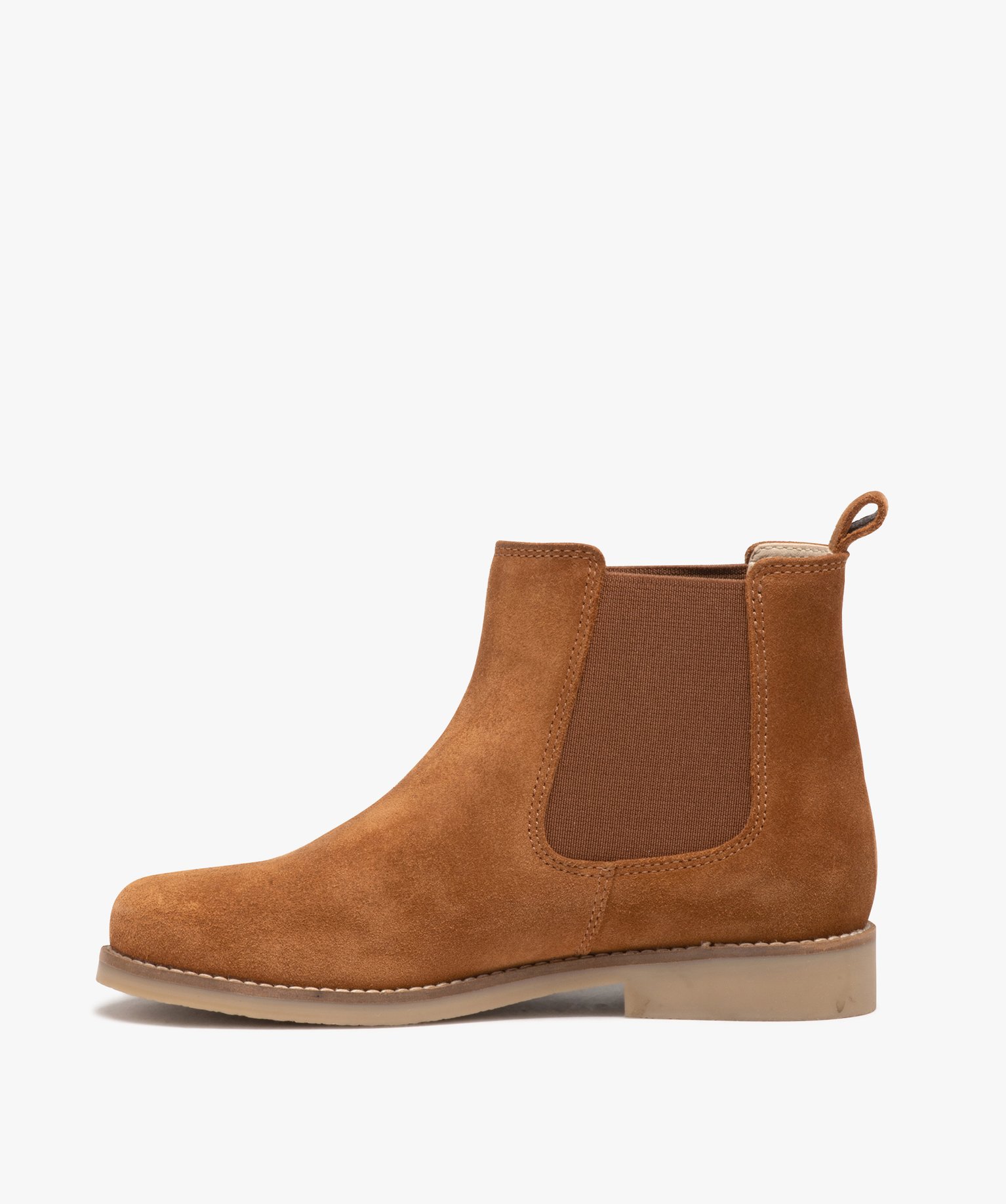 Boots fille unies en suédine style Chelsea camel | GEMO