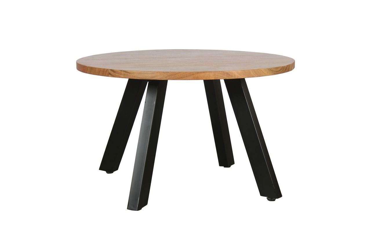 byLiving LARA Couchtisch, Breite 75 cm, Akazie natur lackiert, Metall schwarz pulverbeschichtet