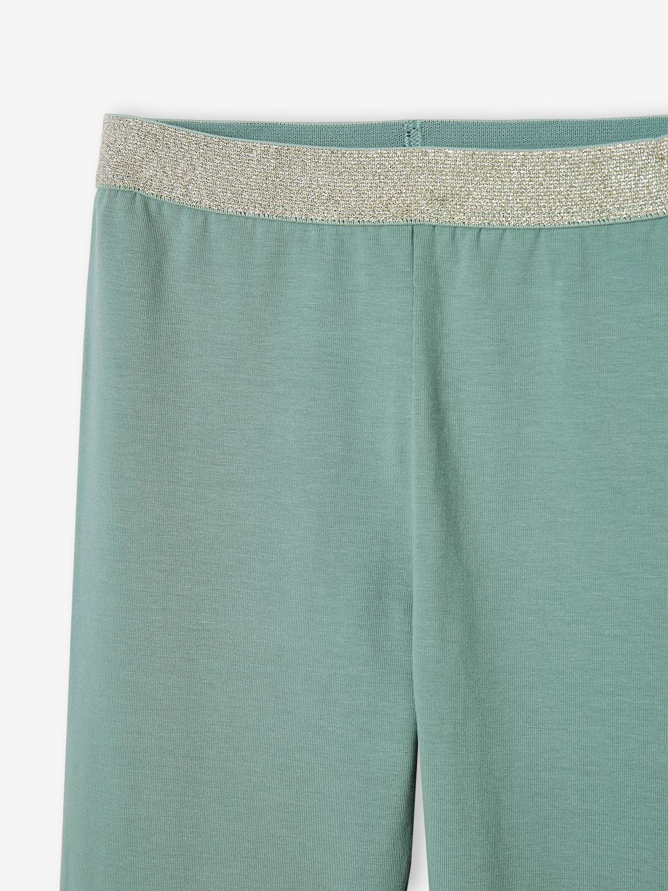 Legging uni fille élastique irisé BASICS pêche