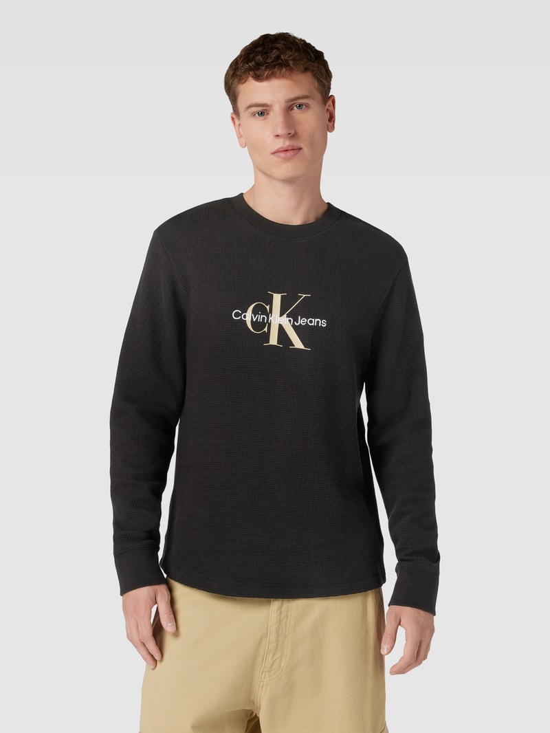 Longsleeve in Waffelstruktur Modell 'ARCHIVAL' in black
