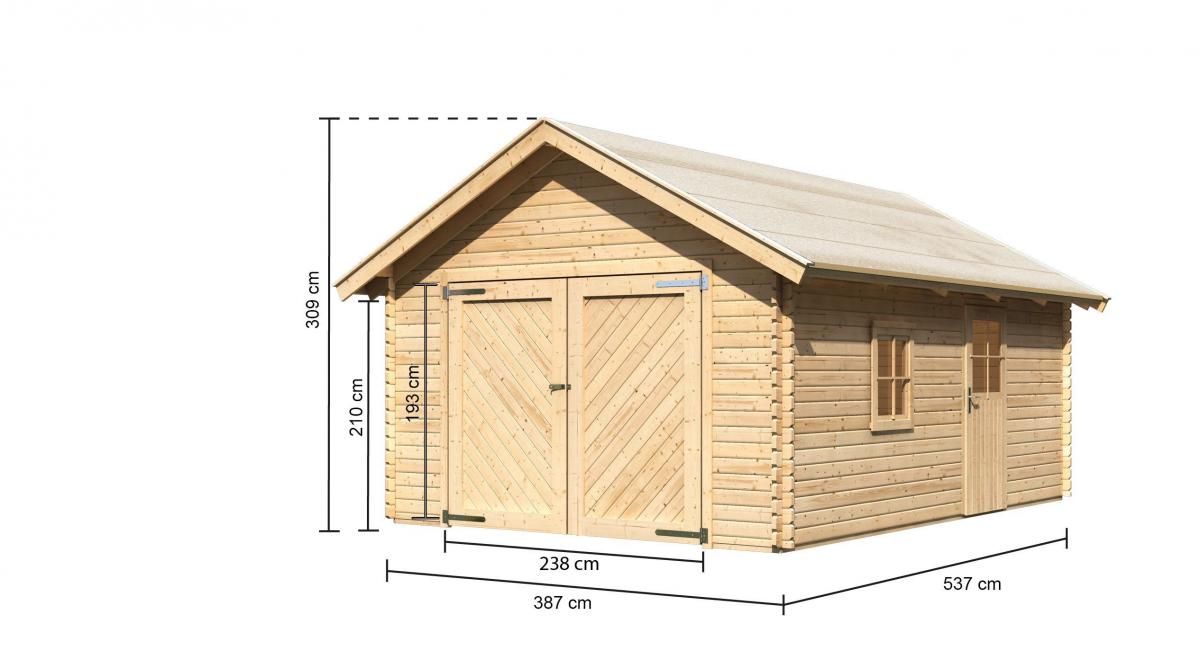 Woodfeeling Blockhausgarage 40 mm ohne Schindeln