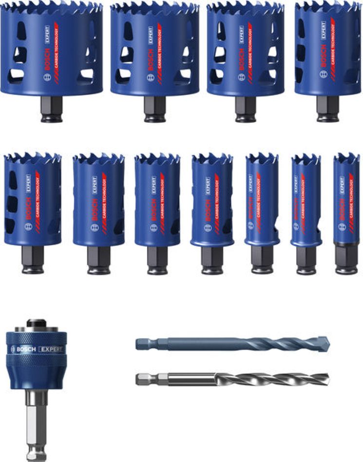 Bosch Blue Accessories 2608901909 EXPERT Power-Change lyukfűrész készlet Multi Material univerzális 20/22/25/32/35/40/44/51/60/68/76mm 14 részes
