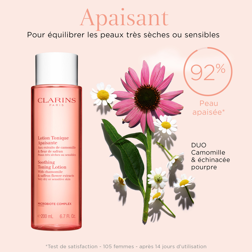Clarins Lotion Tonique Apaisante  Aux extraits de camomille & fleur de safran Lotion tonique