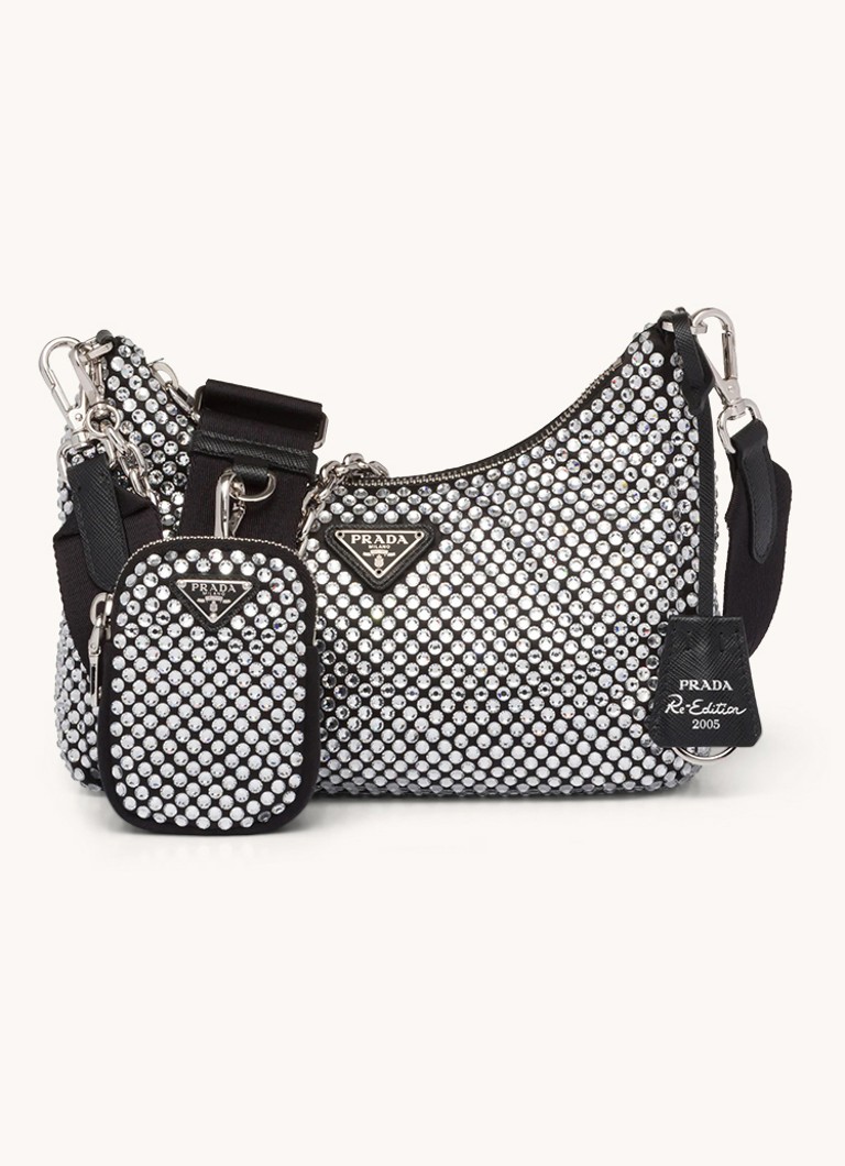 Prada Re-Edition 2005 olkalaukku strassikivillä