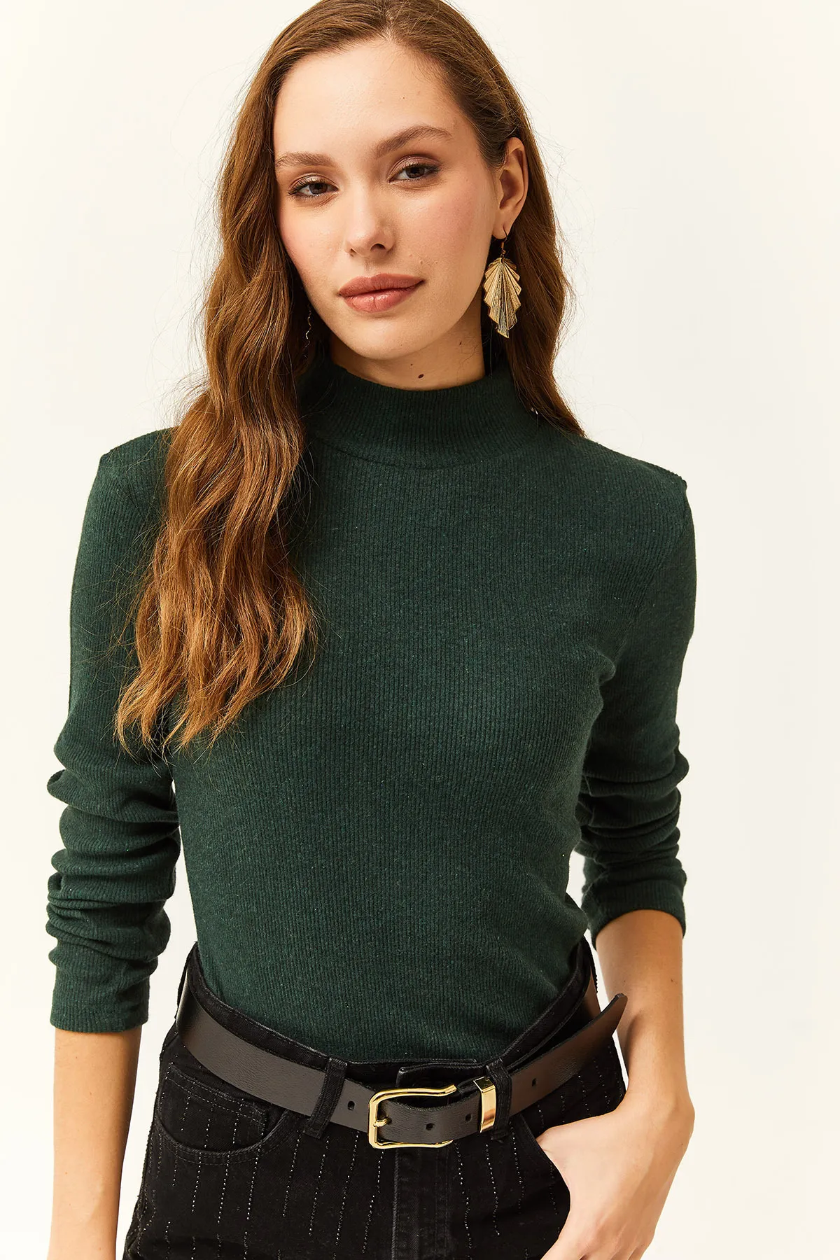 Olalook  Smaragdgrüner Half Fisherman Camisole-Bodysuit für Damen