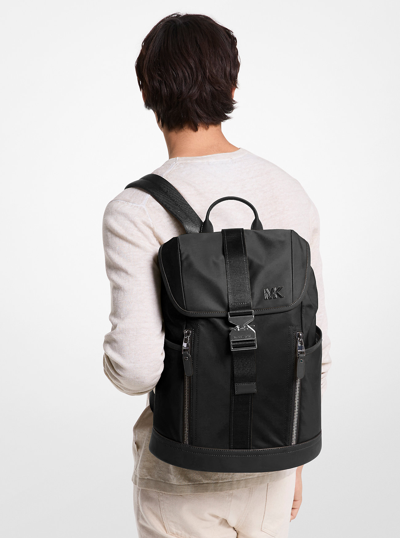 Eli Nylon Aviator Backpack - BLACK