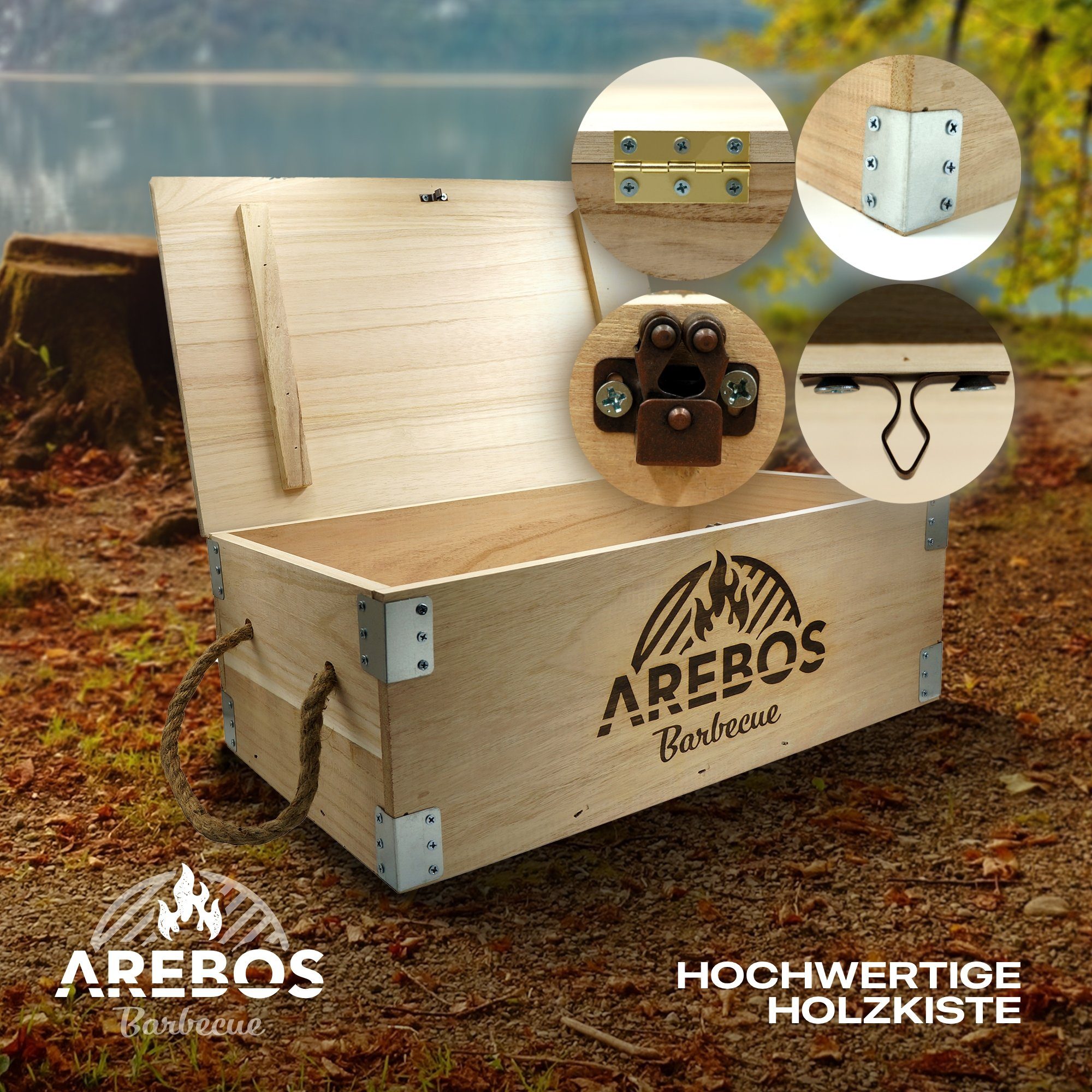 Arebos Topf-Set Dutch Over BBQ Set aus Gusseisen Feuertopf Schmortopf, (Set)