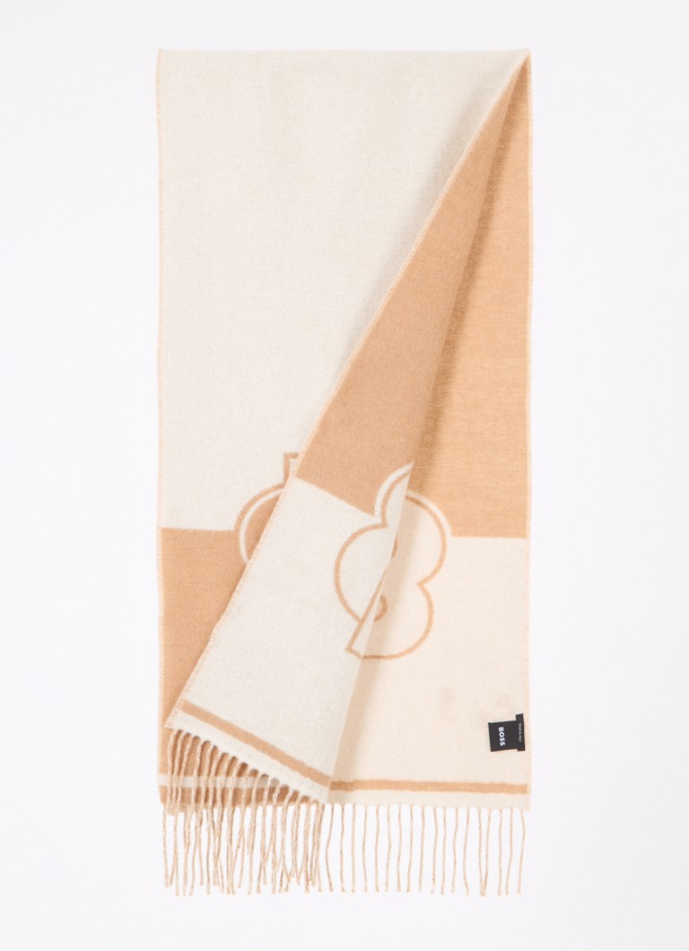 Szalik HUGO BOSS z mieszanki wełny z logo, 150 x 38 cm