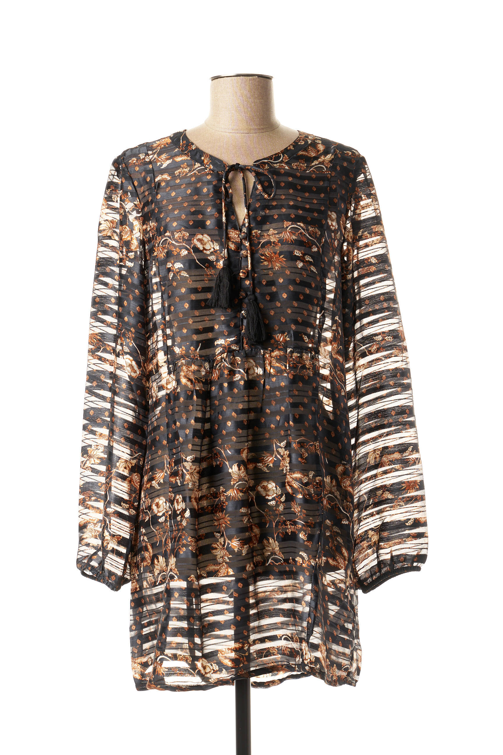 Cream Tuniquemanchelongue Femme couleur noir