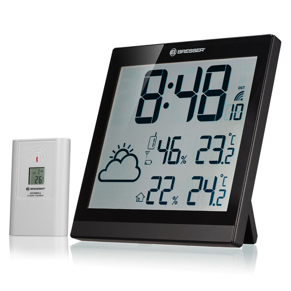 LCD Wetter-Wanduhr ClimaTemp JC, schwarz