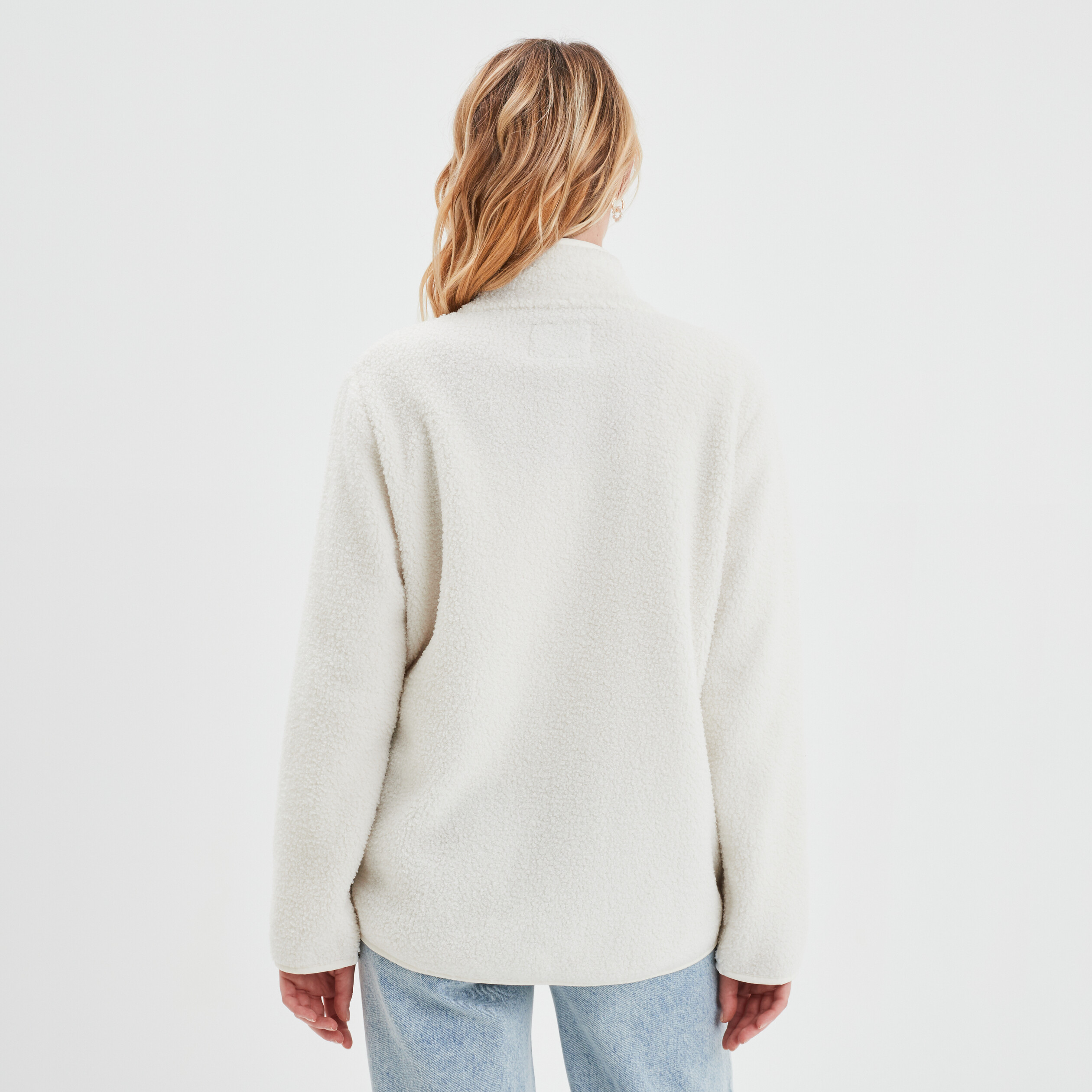Gilet polaire sherpa col montant ecru femme | La Halle