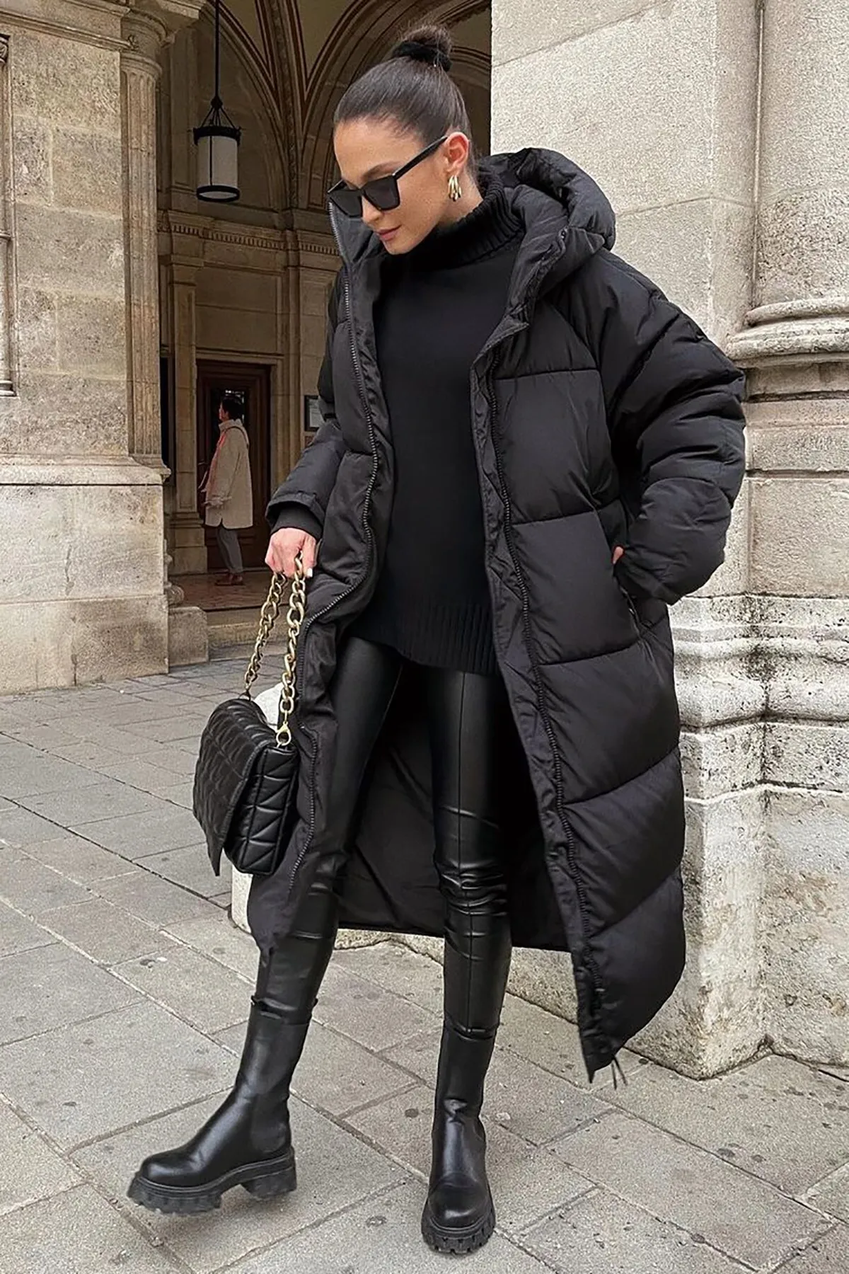 Madmext  Mad Girls Schwarze lange Pufferjacke Mg1303