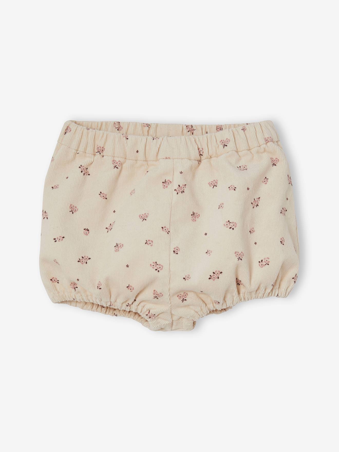 Lot de 2 bloomers bébé fille en velours bordeaux/beige aop