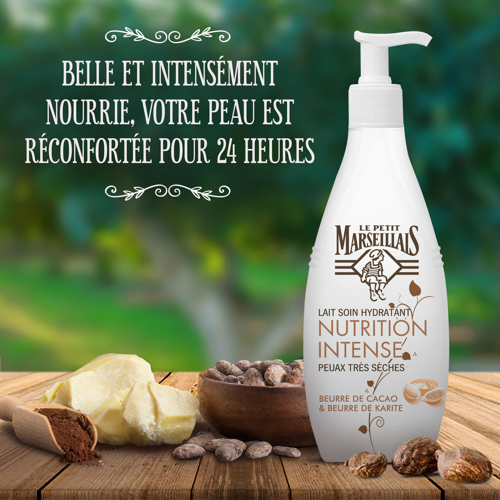 le petit marseillais Lait Corps Hydratant, Nutrition Intense, au Beurre de Cacao et Karité, 250ml Lait corps