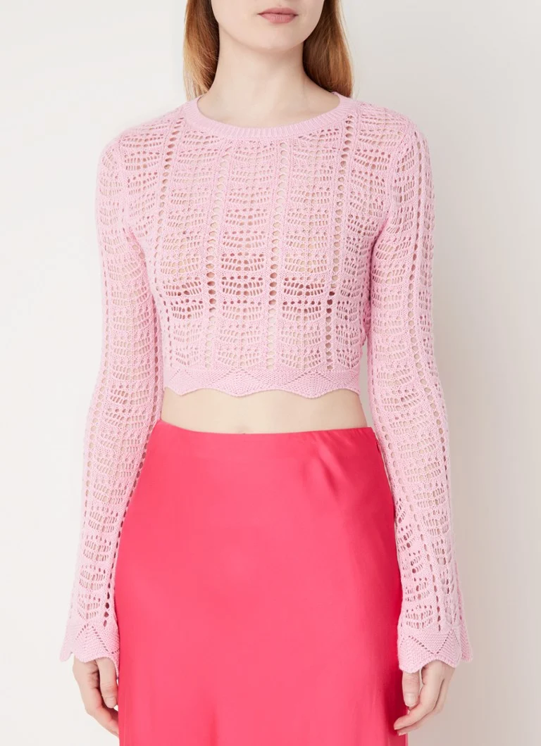 French Connection Nolan crop top with tie belt and openwork design