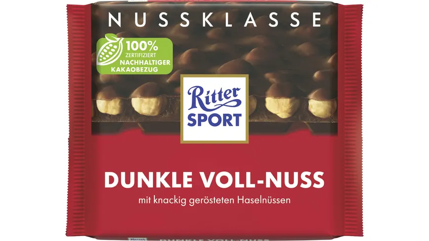 Ritter Sport Nuss-Klasse Dunkle Voll-Nuss Tafel 100 g