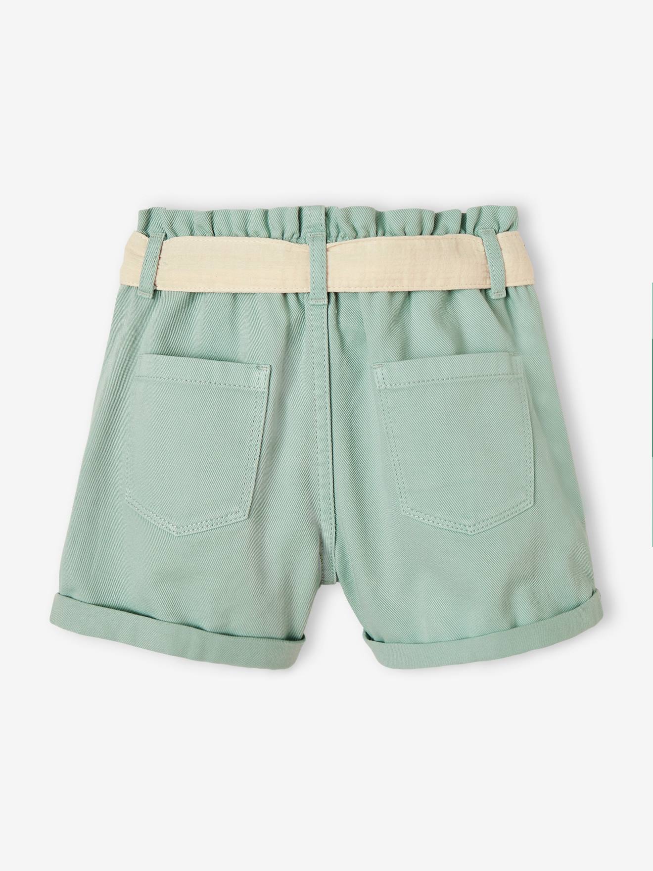 Vertbaudet Mädchen Paperbag-Shorts mit Stoffgürtel - sandfarben