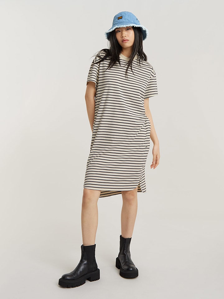 G-Star Kleid in Creme/ Schwarz günstig kaufen