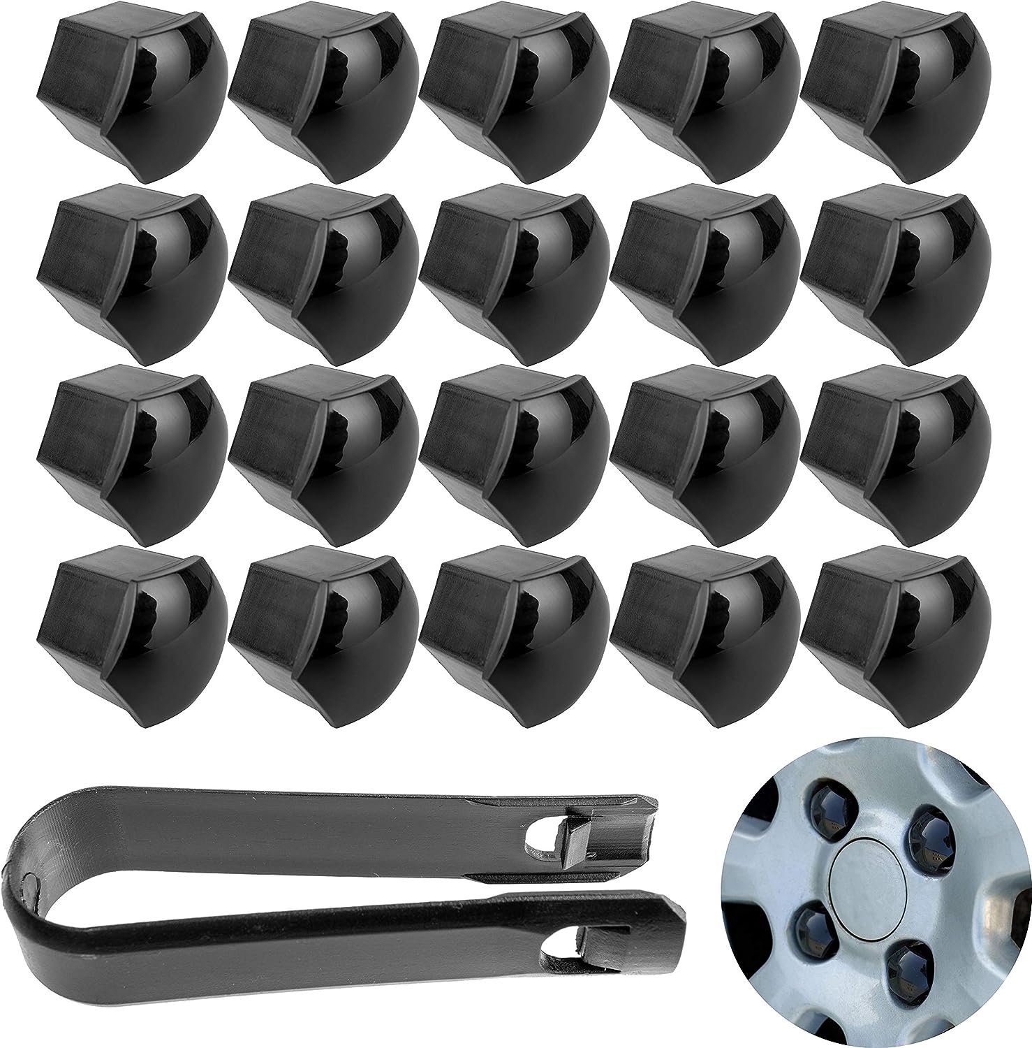 BlingBin Radkappen 17mm Radschrauben Radmuttern Bolzen Kappen Abdeckungen + Abzieher, (20-St., 20tlg)