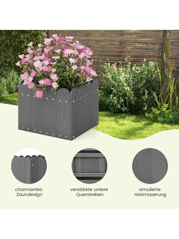 COSTWAY Pflanzkübel 2er Set HDPE 32x30x25cm in Grau günstig kaufen onesize