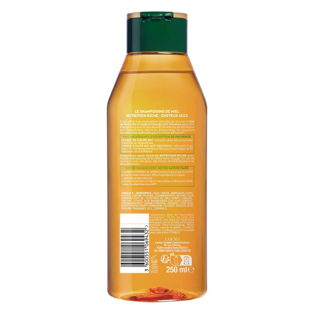 La Provençale La Provençale Le Shampooing de Miel Nutrition Riche 250ml Shampooing de Miel Nutrition Riche cheveux secs certifié bio