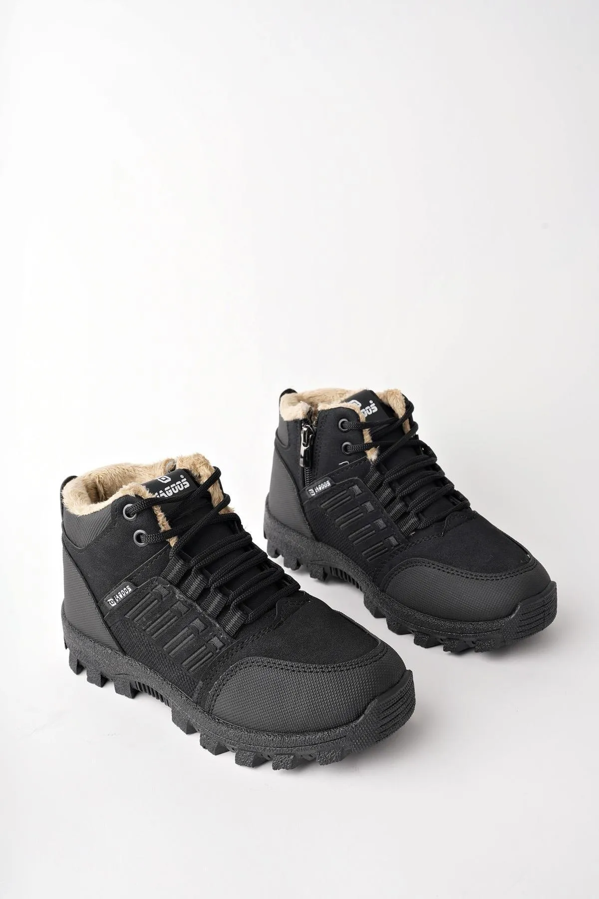 MUGGO  Johanna Garantierte Unisex-Winterstiefel zum Schnüren mit Fell innen und Reißverschluss