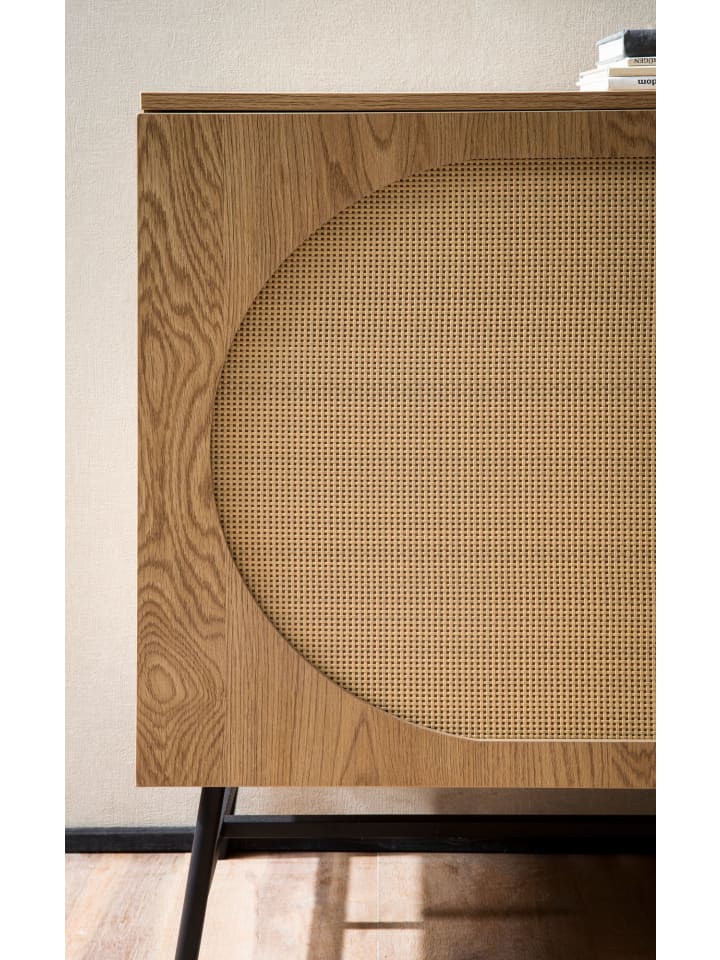 KADIMA DESIGN Sideboard 140x80x40 cm Kommode Eiche-Dekor mit Rattan Geflecht günstig kaufen onesize