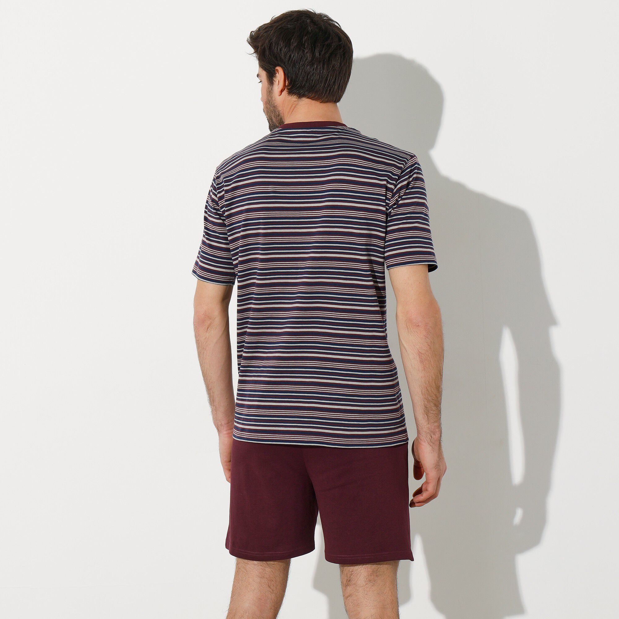 Pyjama-short rayé col tunisien