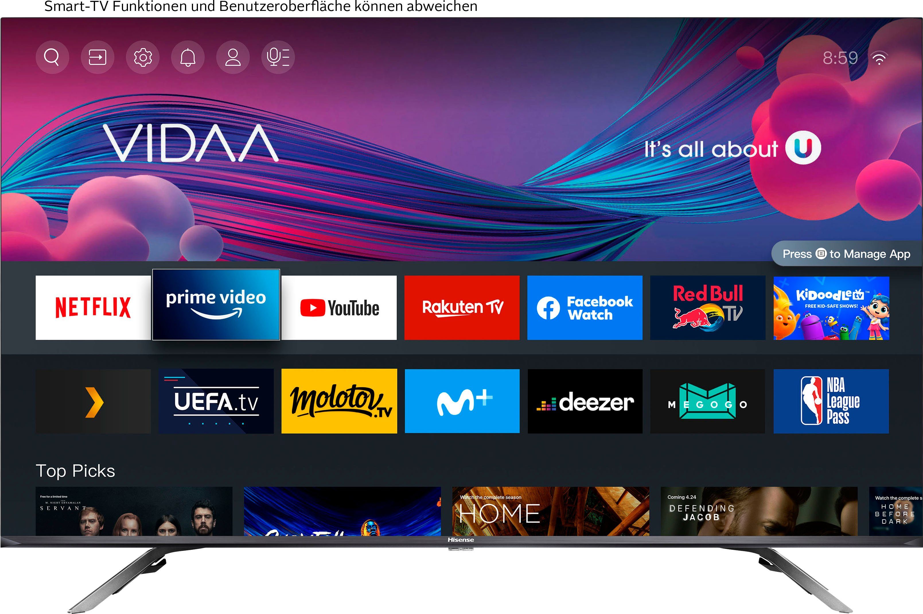Hisense 50E76GQ QLED-Fernseher (126 cm/50 Zoll, 4K Ultra HD, Smart-TV, Quantum Dot, Dolby Vision & Atmos, USB Recording)