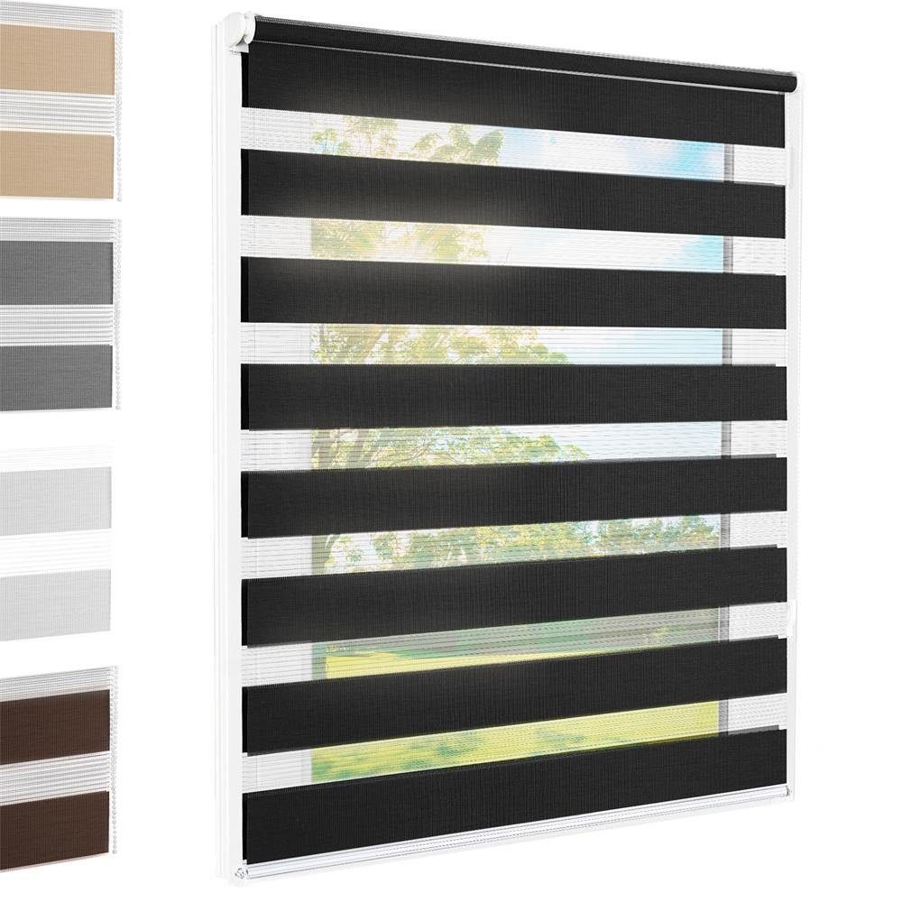 Doppelrollo Doppelrollo Klemmfix schwarz 50x140 cm, Foxx