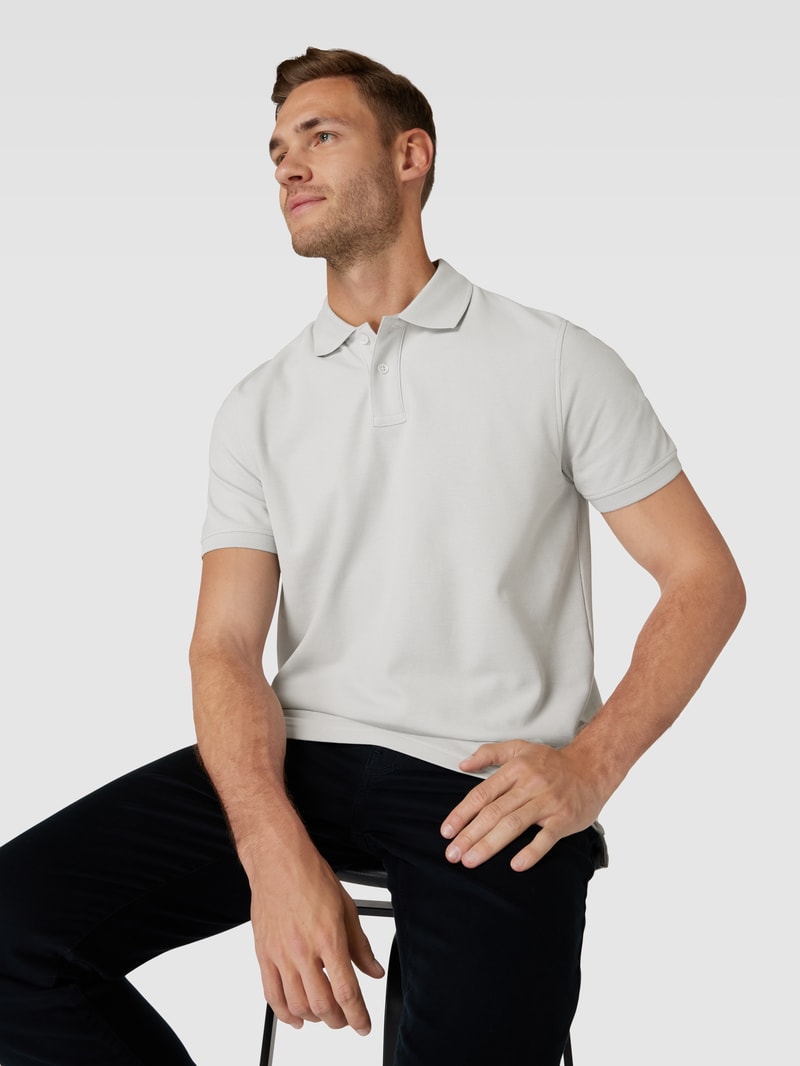 Poloshirt mit kurzer Knopfleiste in hellgrau