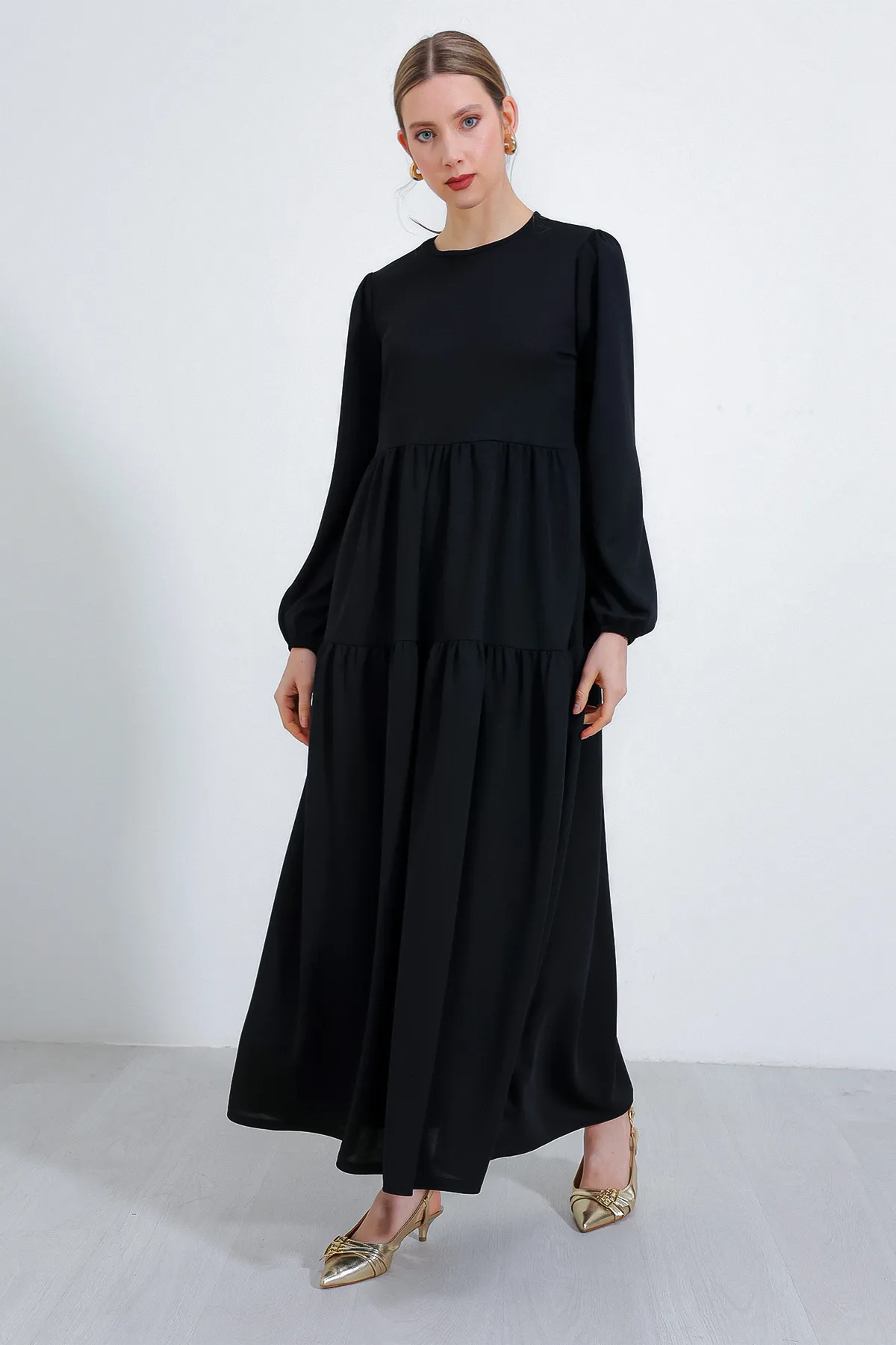 Bigdart  Schwarzes langes gestricktes Hijab-Kleid für Damen 2482