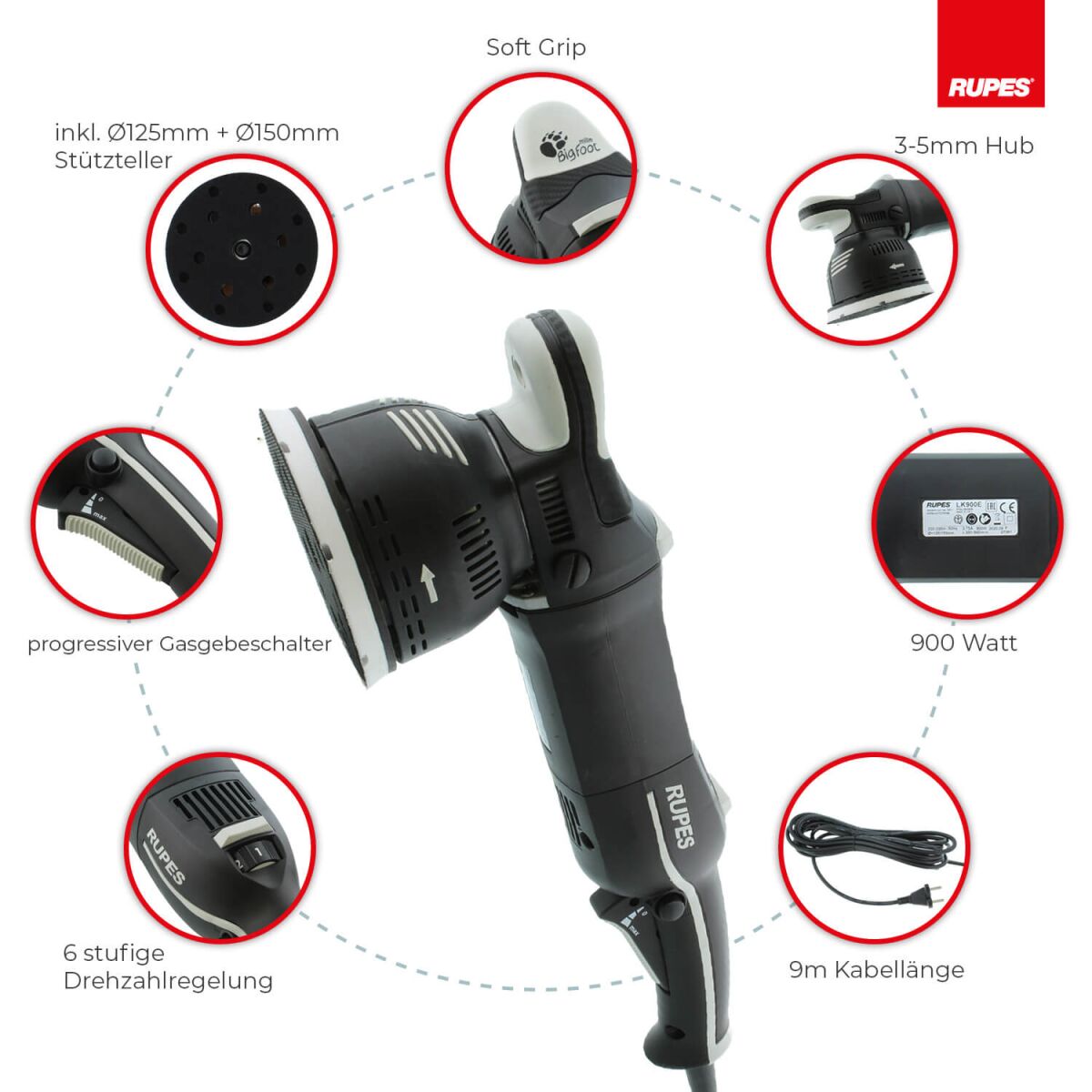 Rupes BigFoot LK 900E Zwangs-Exzenterpoliermaschine