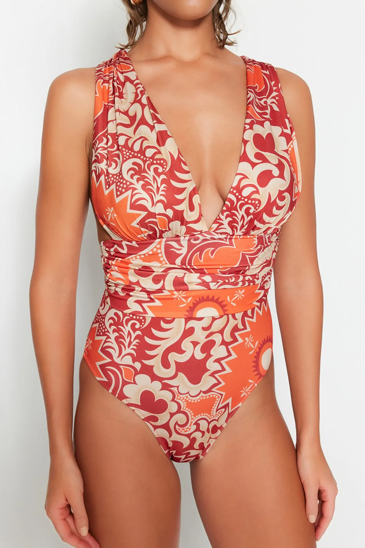 Trendyol Collection  Badeanzug - Mehrfarbig - Ethno-Muster
