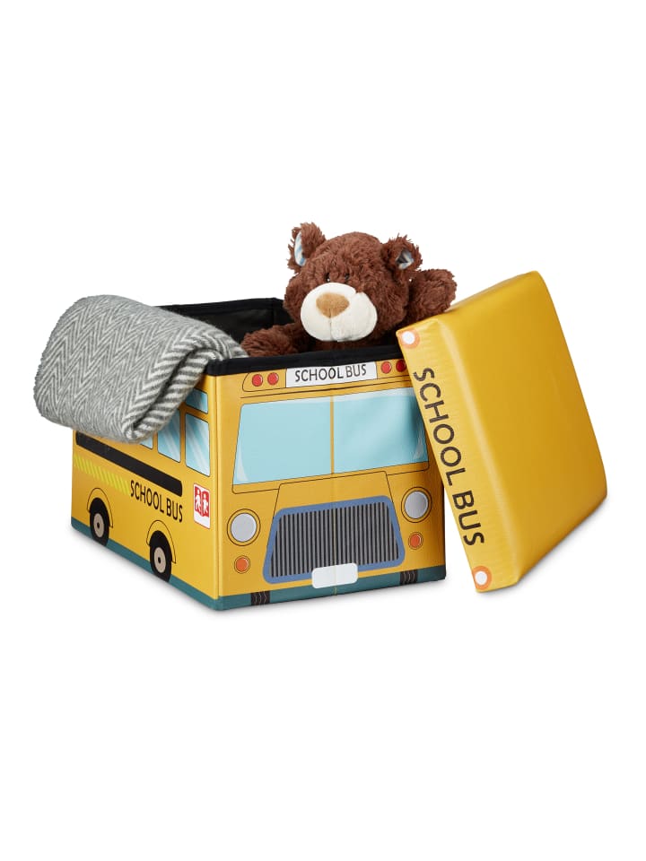 relaxdays Spielzeugkiste Schulbus in Gelb - (B)48 x (H)32 x (T)32 cm günstig kaufen onesize