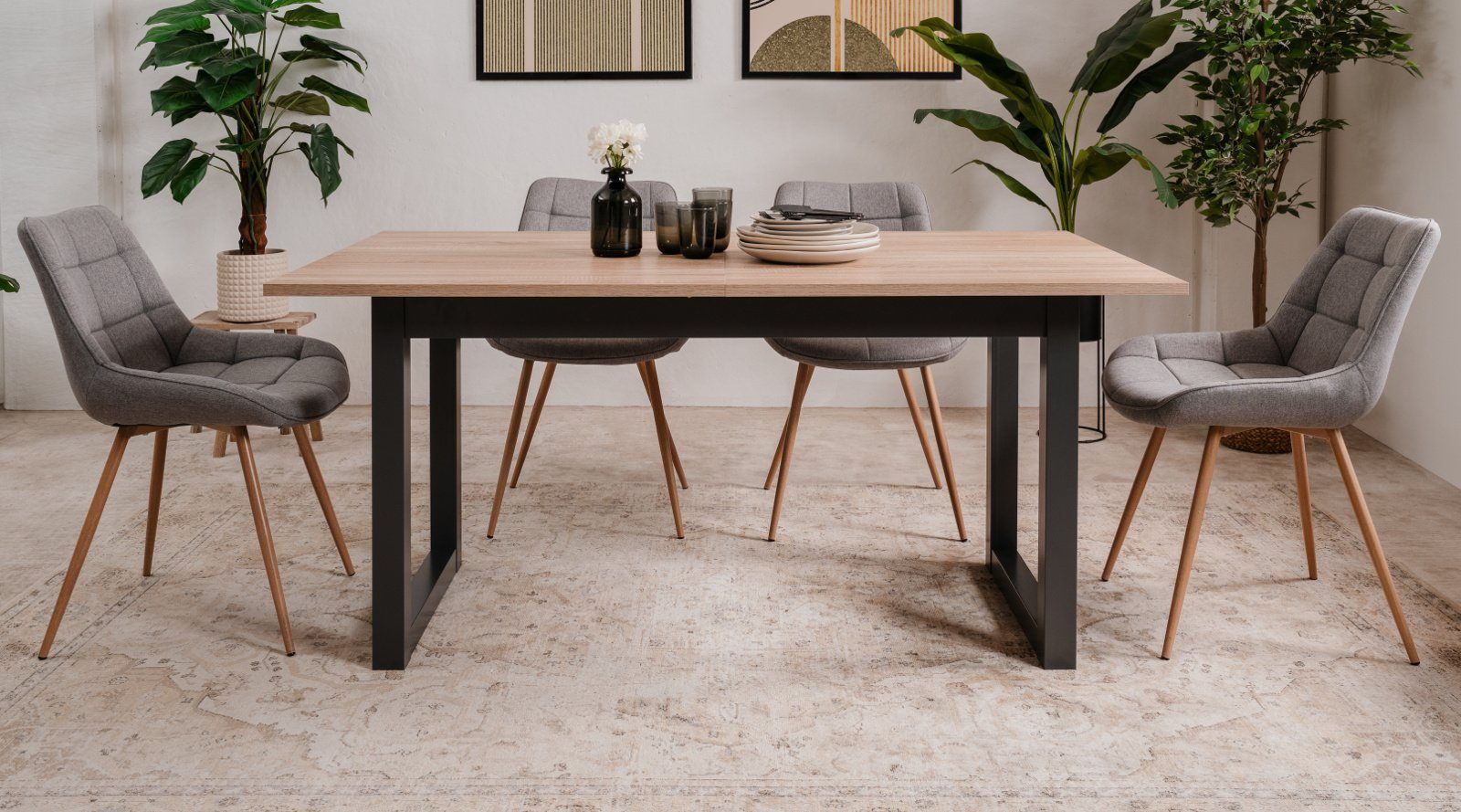 Finori Esstisch Denver, Anthrazit und Sonoma Eiche, ausziehbar 160 - 200 cm