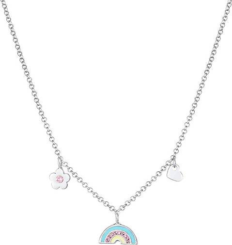 Elli Halskette Kinder Regenbogen Herz Blume Kristalle 925 Silber
