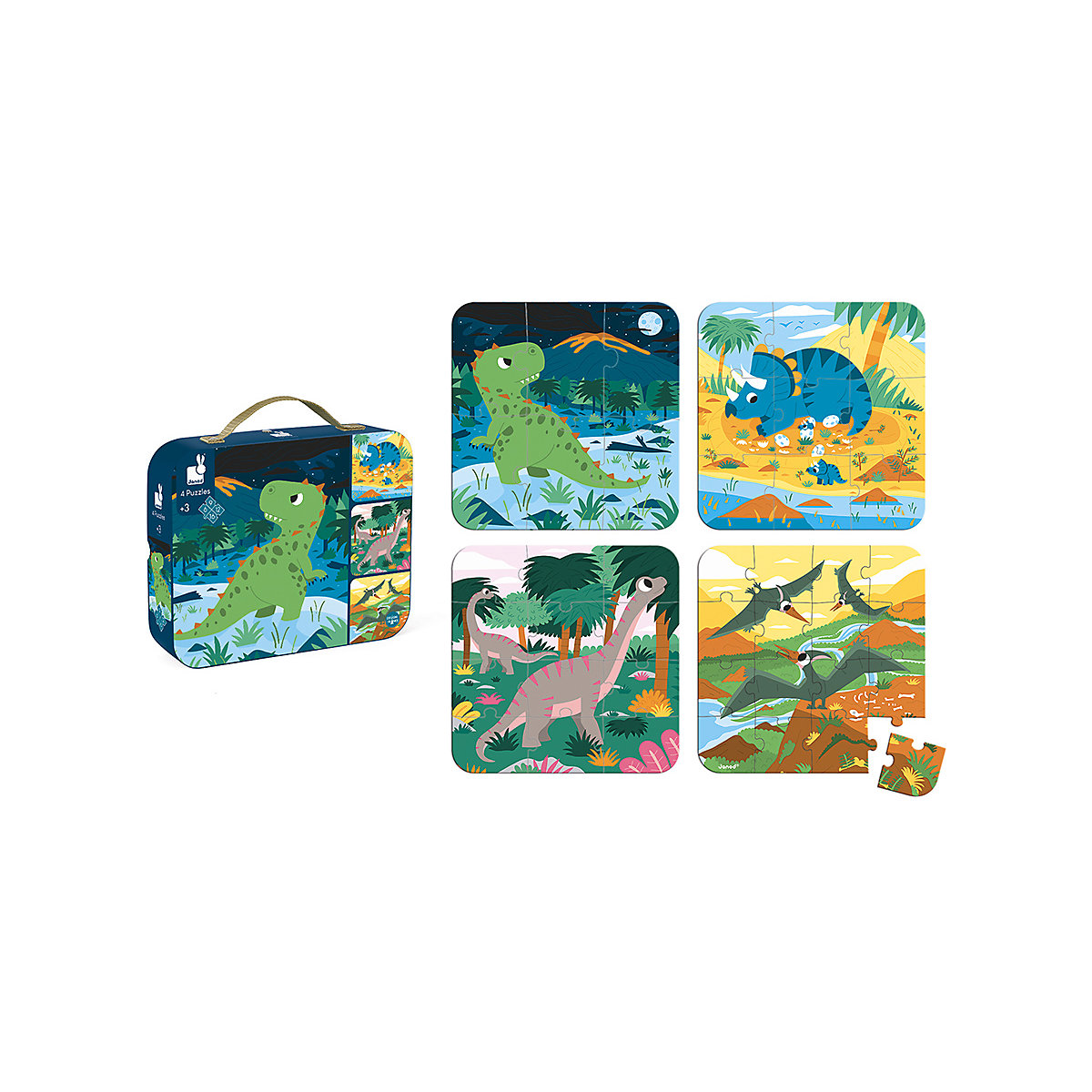 Puzzles Dinosaurier 4 Motive, 6-9-12-16 Teile