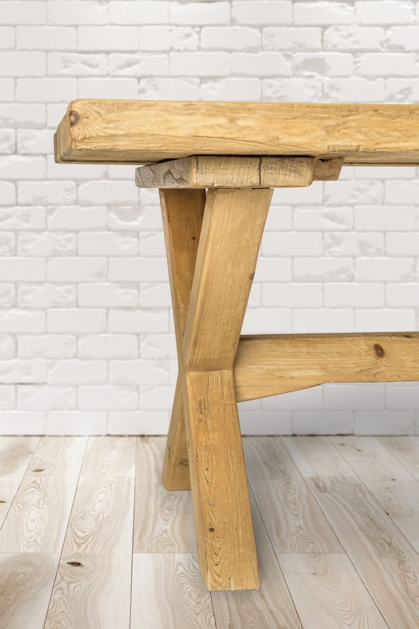 PureHaven Massivholztisch 200x100x76 cm aus Kiefer rustikaler Hingucker standsicher stabil individuelle handgefertigt Vollholz Vintage-Design