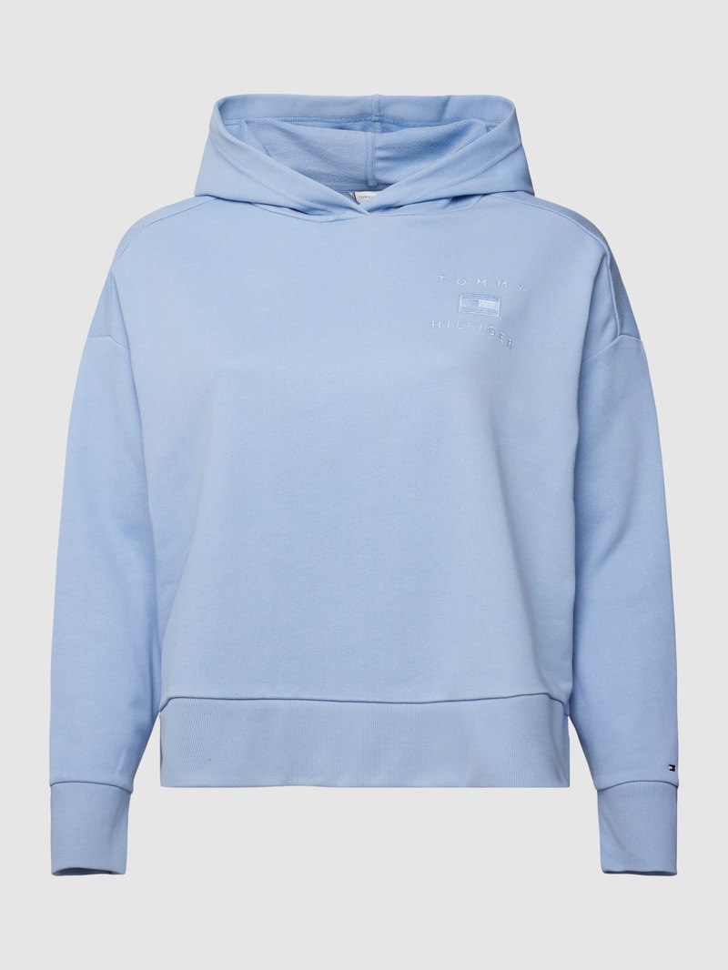 PLUS SIZE Hoodie mit Label-Stitching in hellblau