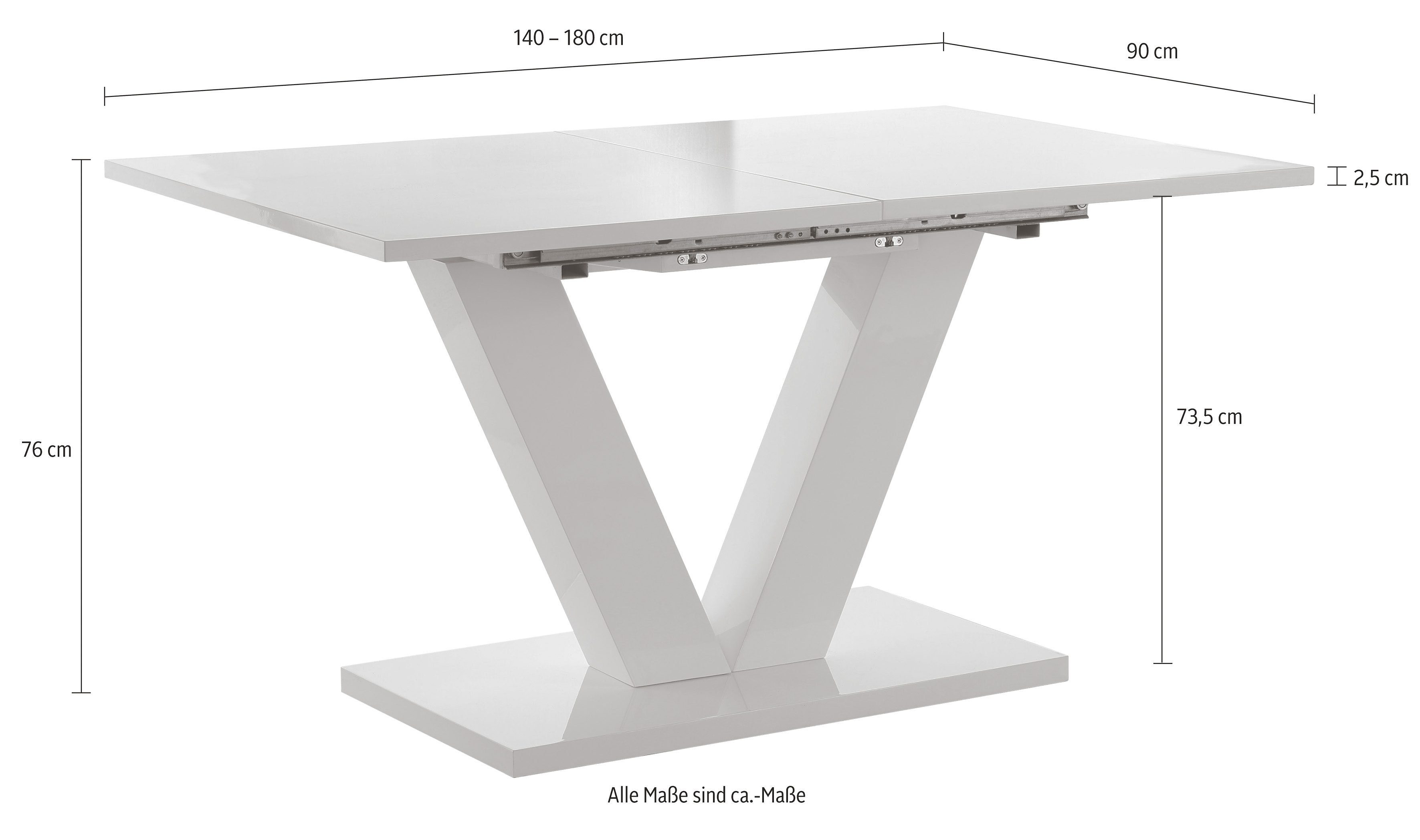 INOSIGN Esstisch Andy, mit Auszugsfunktion, 2 Breiten (140-180 cm oder 180-220 cm)
