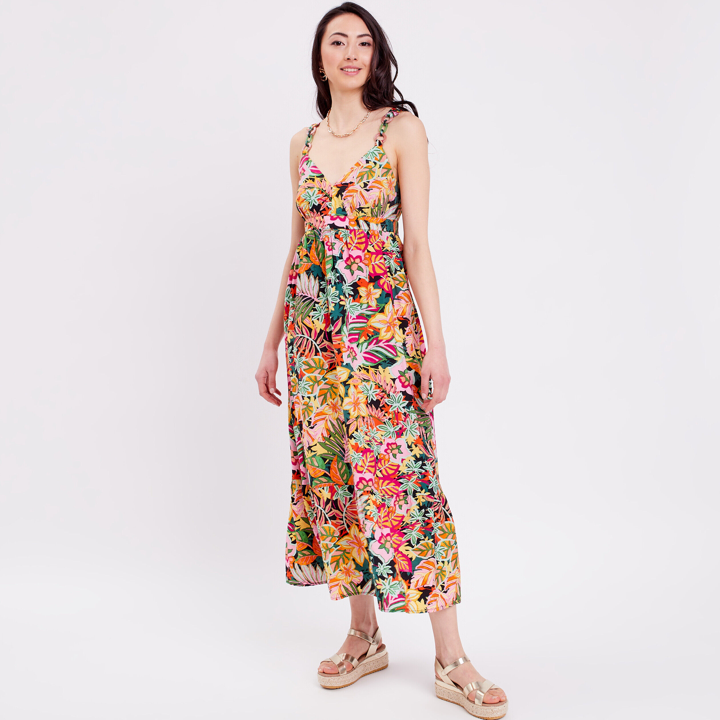 Robe longue à bretelles blanc femme | Cache Cache
