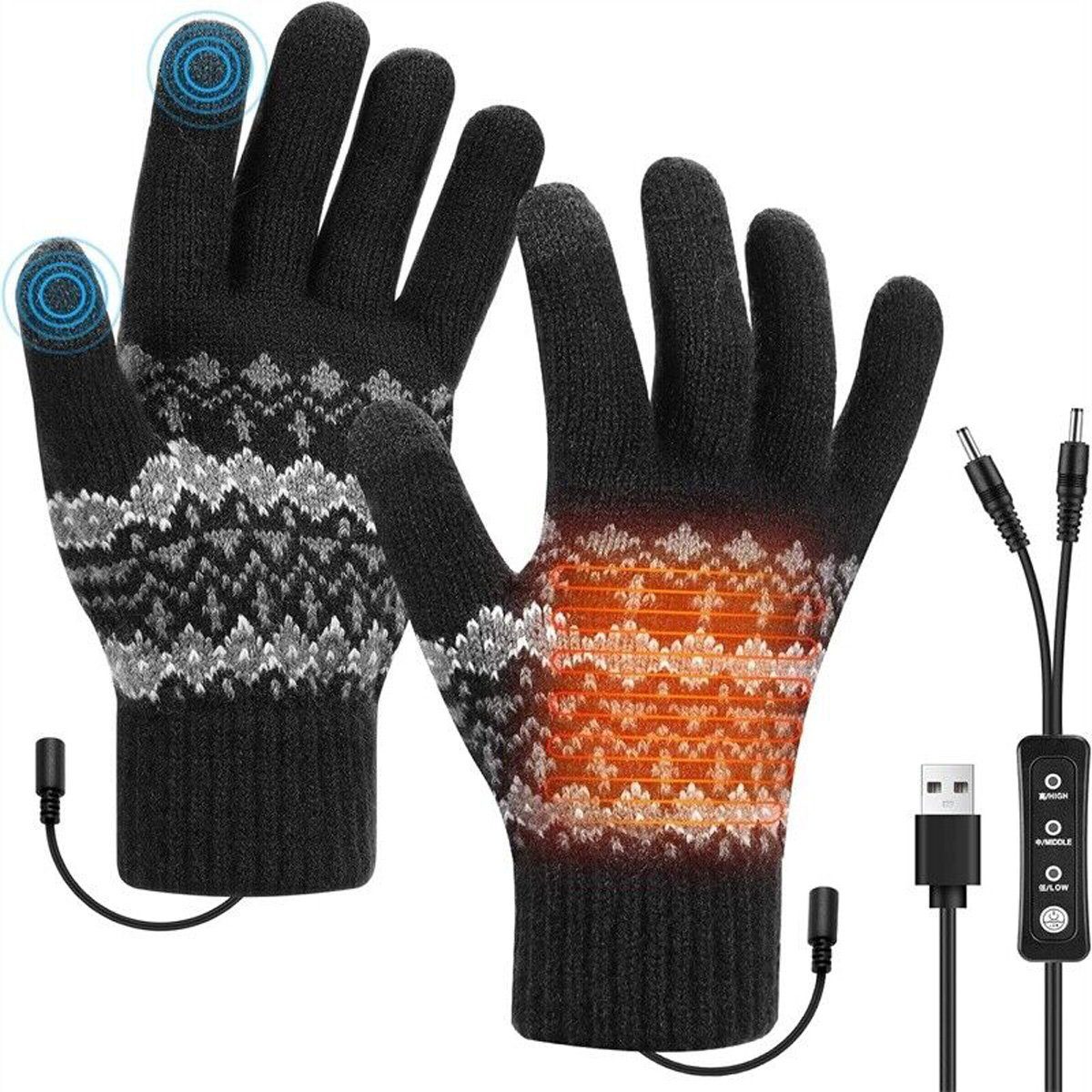Yoyaxi Winter-Arbeitshandschuhe Gestrickte Handschuhe. Warme Fingerhandschuhe USB-beheizte Handschuhe für Männer und Frauen mit Touchscreen
