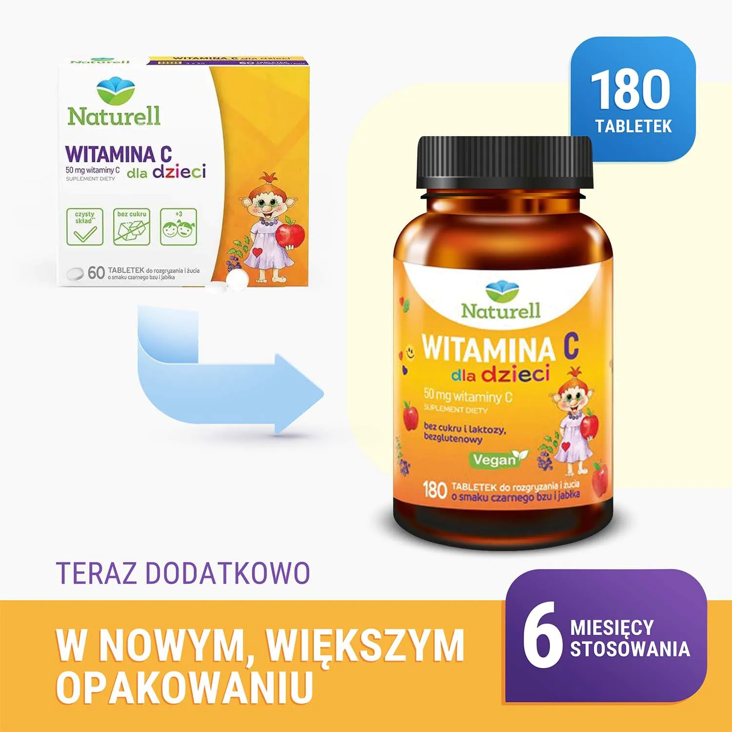 Naturell vitaminas C vaikams, 180 tablečių