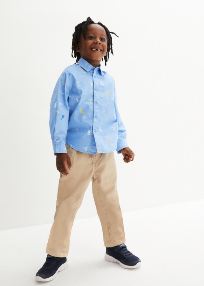 Jungen Langarmhemd bedruckt, Slim Fit
