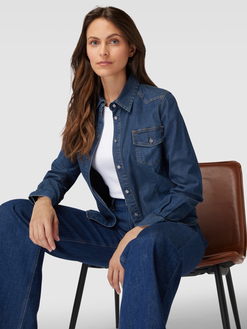 Hemdbluse aus Viskose in Denim-Optik in jeans