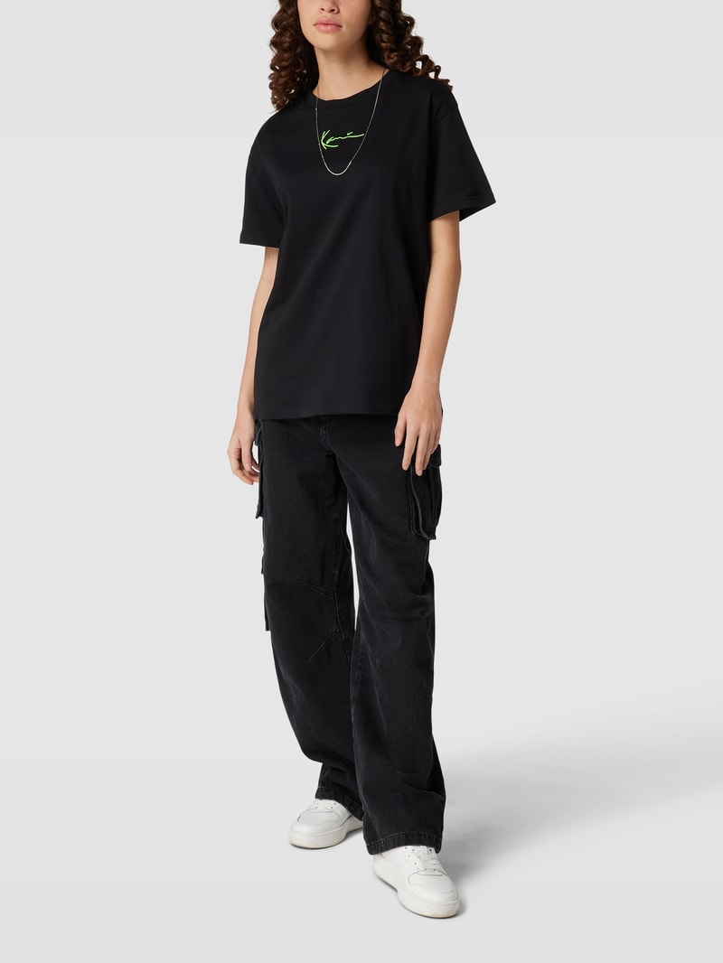 T-Shirt aus reiner Baumwolle mit Label-Detail - P&C x Karl Kani in black