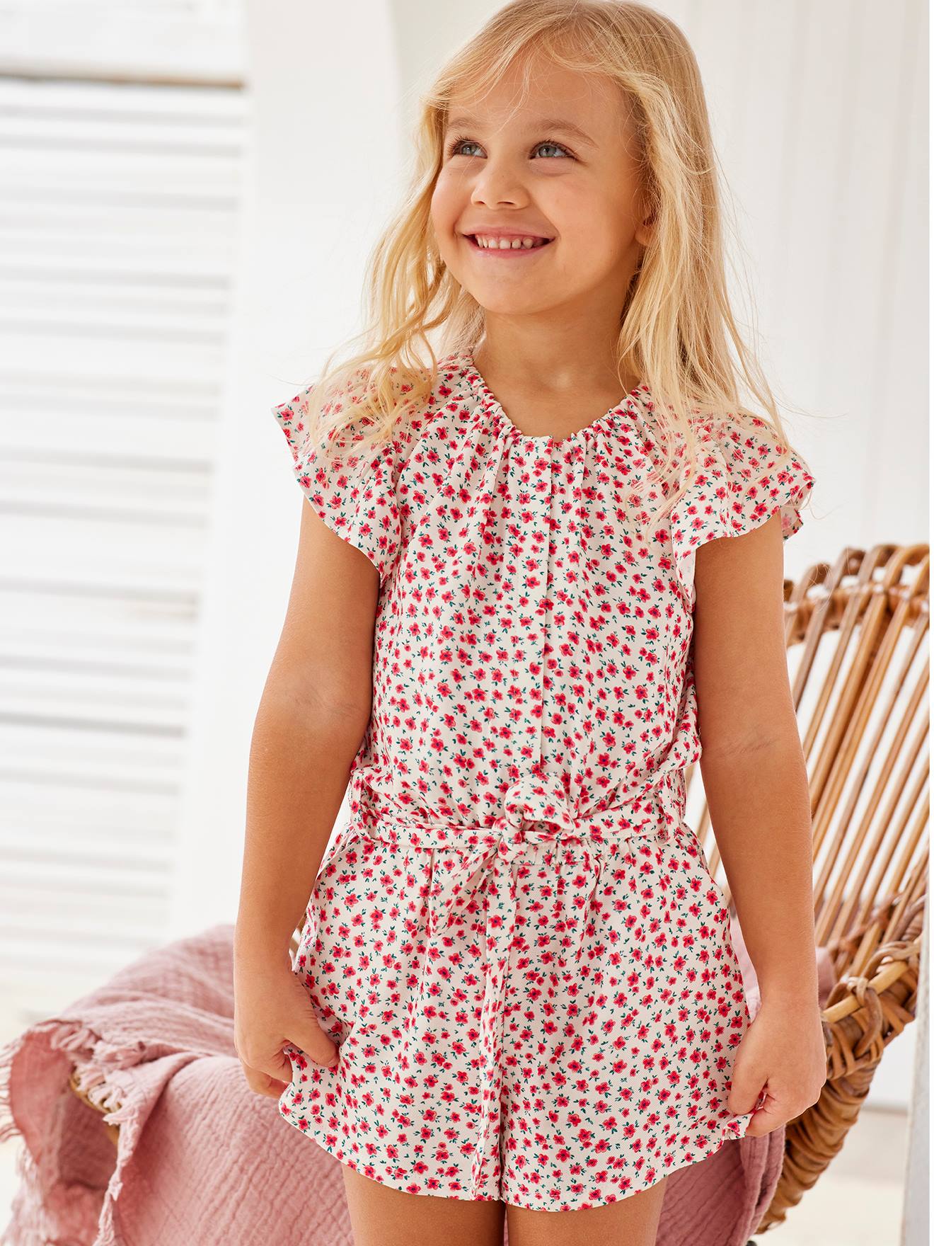 Vertbaudet Kurzer Mädchen Jumpsuit Oeko-Tex - wollweiß