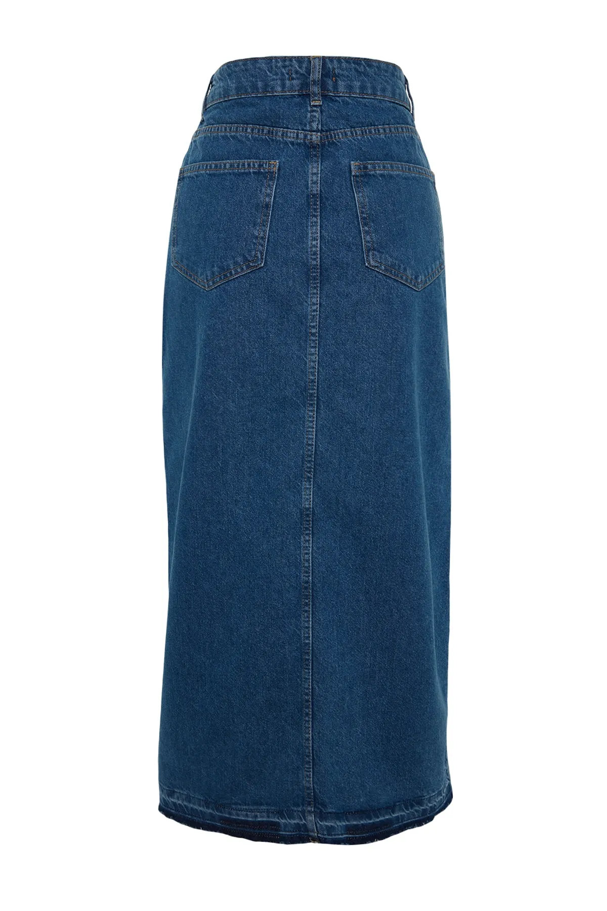 Trendyol Collection  Dunkelblauer geschlitzter Maxi-Jeansrock TWOSS23ET00289